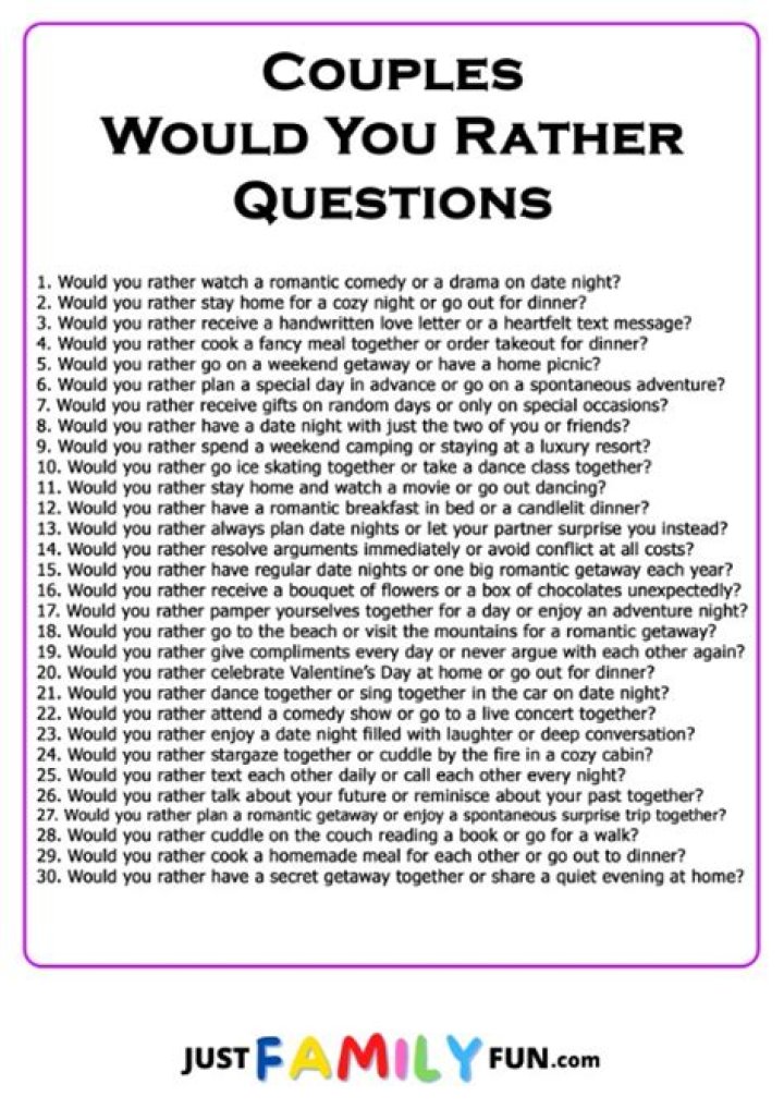Would You Rather Couple Questions